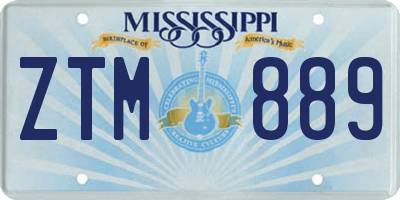 MS license plate ZTM889
