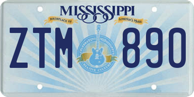 MS license plate ZTM890