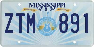 MS license plate ZTM891