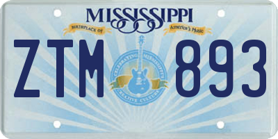 MS license plate ZTM893