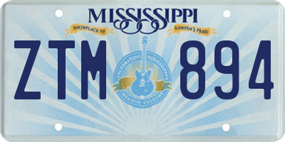 MS license plate ZTM894