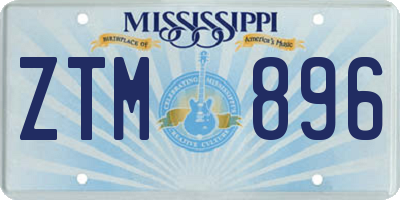 MS license plate ZTM896