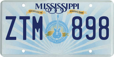 MS license plate ZTM898
