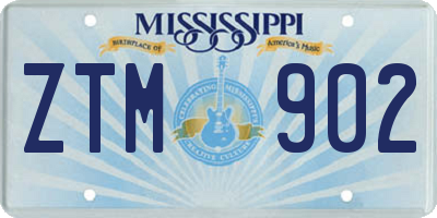 MS license plate ZTM902