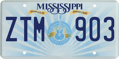 MS license plate ZTM903