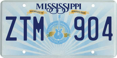 MS license plate ZTM904