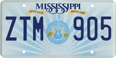 MS license plate ZTM905