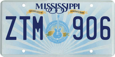 MS license plate ZTM906