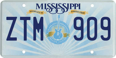 MS license plate ZTM909
