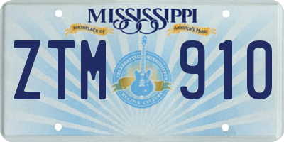 MS license plate ZTM910