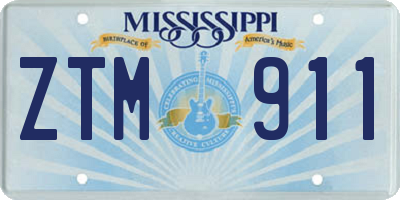 MS license plate ZTM911