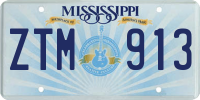 MS license plate ZTM913