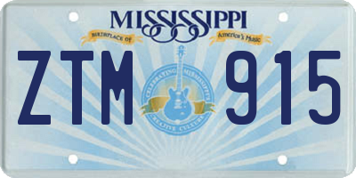 MS license plate ZTM915