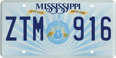 MS license plate ZTM916