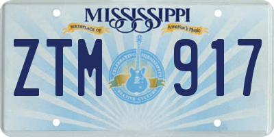 MS license plate ZTM917