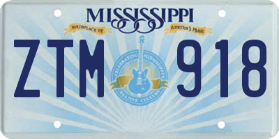 MS license plate ZTM918