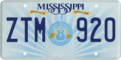 MS license plate ZTM920