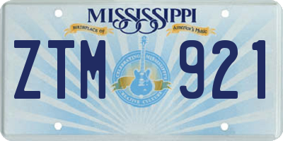 MS license plate ZTM921