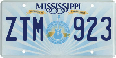 MS license plate ZTM923