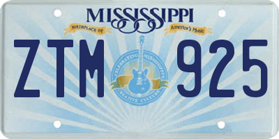 MS license plate ZTM925