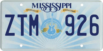 MS license plate ZTM926