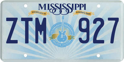 MS license plate ZTM927