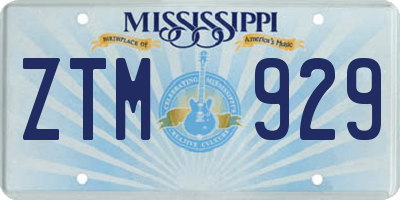 MS license plate ZTM929