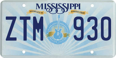 MS license plate ZTM930