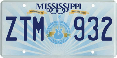 MS license plate ZTM932