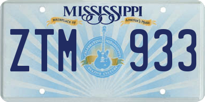MS license plate ZTM933