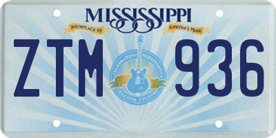 MS license plate ZTM936