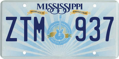 MS license plate ZTM937