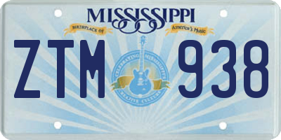 MS license plate ZTM938