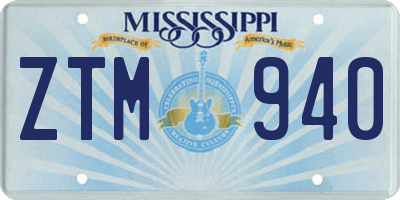 MS license plate ZTM940