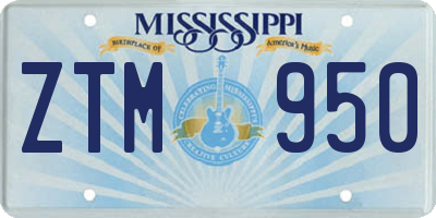 MS license plate ZTM950