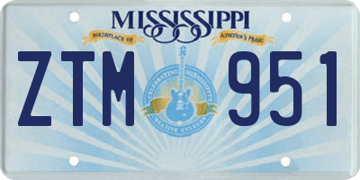 MS license plate ZTM951