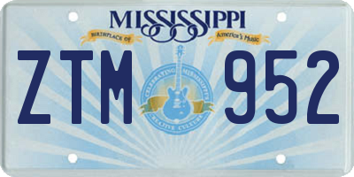 MS license plate ZTM952