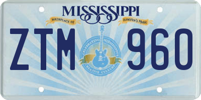 MS license plate ZTM960