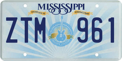 MS license plate ZTM961