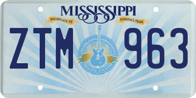 MS license plate ZTM963