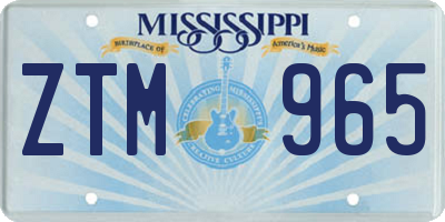 MS license plate ZTM965