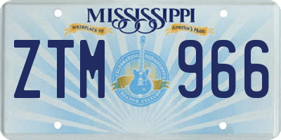 MS license plate ZTM966