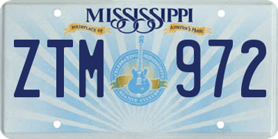 MS license plate ZTM972