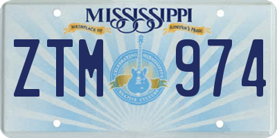 MS license plate ZTM974