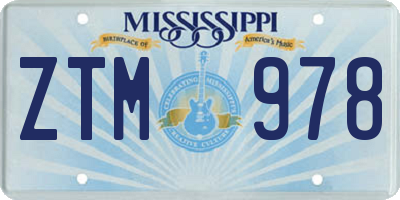 MS license plate ZTM978