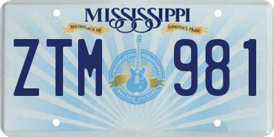 MS license plate ZTM981