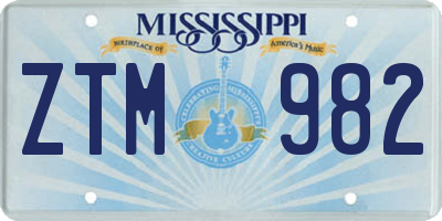 MS license plate ZTM982