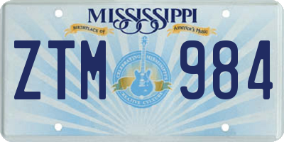 MS license plate ZTM984