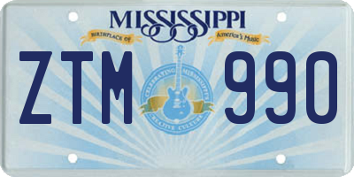 MS license plate ZTM990