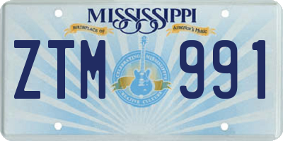 MS license plate ZTM991